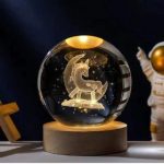 چراغ خواب گوی کریستالی فوق العاده زیبا طرح اسب تک شاخ