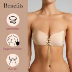 سوتین چسبی مدل پروانه ای بدون بند و دسته مناسب لباس مجلسی (رنگ کرم)