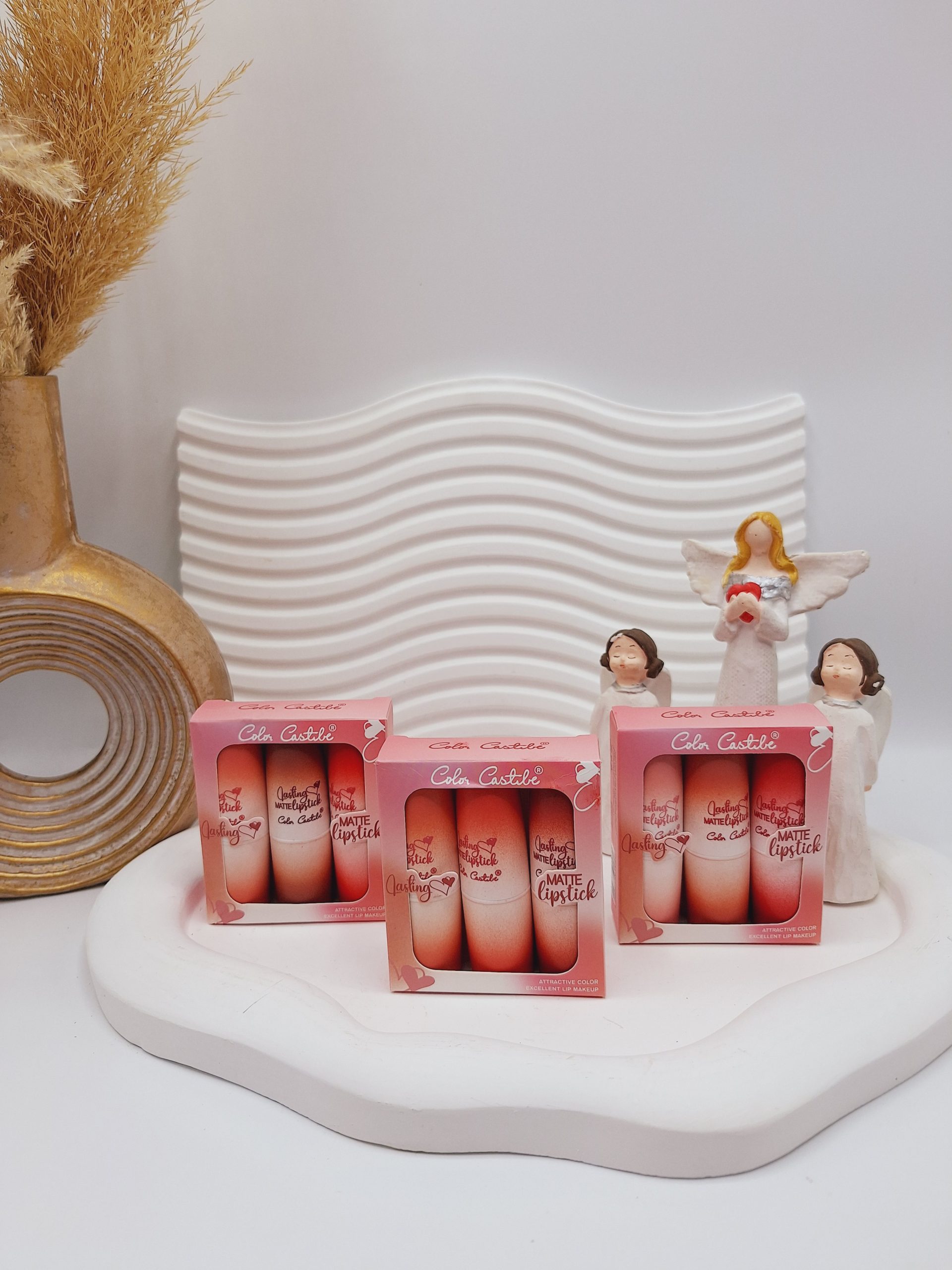 پک 3 تایی رژ جامد مات و مخملی برند کالر کستل کد 8098